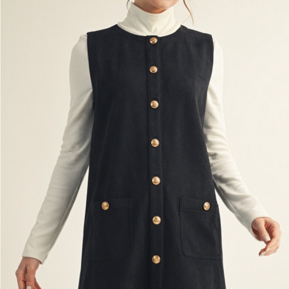JODIFL Black Suede Shift Dress